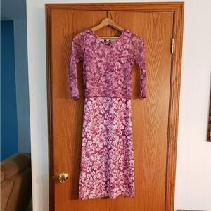 Vintage In Design Girls Purple Floral Dress Sz 12